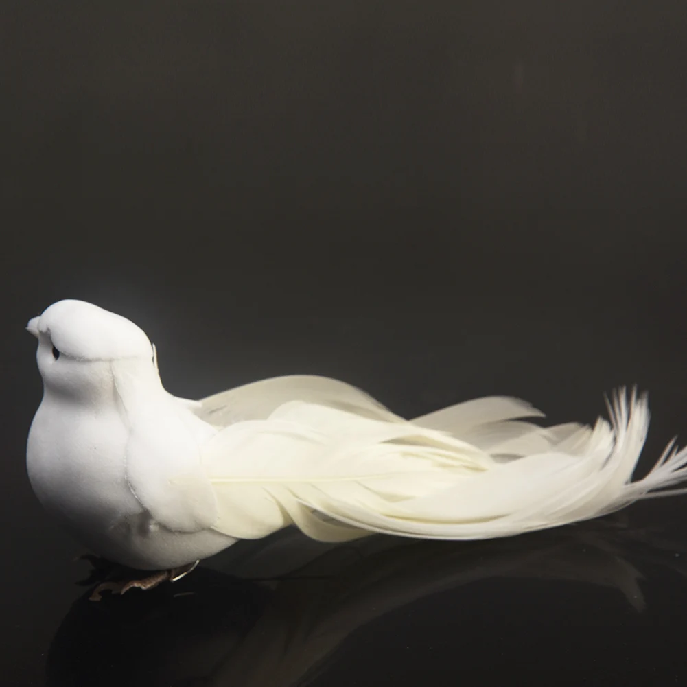 Белые миниатюрные милые украшения из искусственных голубей, декор для птиц, пенопластовые мини-поделки Изображение 3