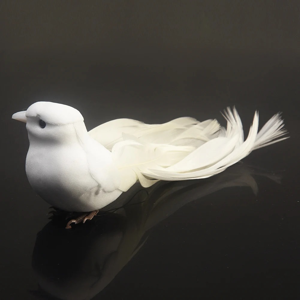 Белые миниатюрные милые украшения из искусственных голубей, декор для птиц, пенопластовые мини-поделки Изображение 4