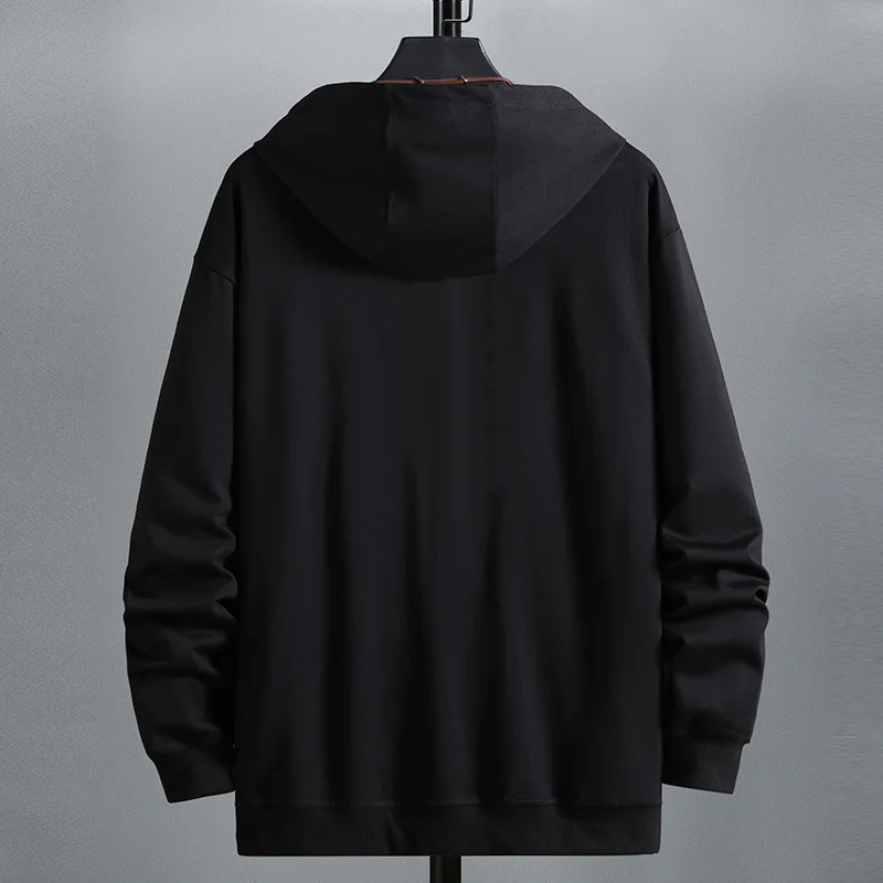 9XL10XL Плюс Размер Черная куртка с капюшоном Мужская осенняя толстовка Модные однотонные мешковатые толстовки Мужские Топы большого размера Высокого качества Изображение 2