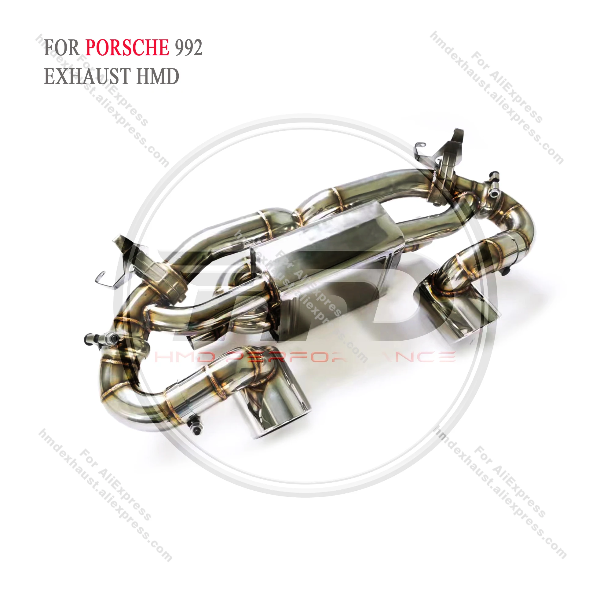Автомобильная выхлопная труба из нержавеющей трубы HMD подходит для воздушного клапана Porsche 992 tail auto parts Изображение 2