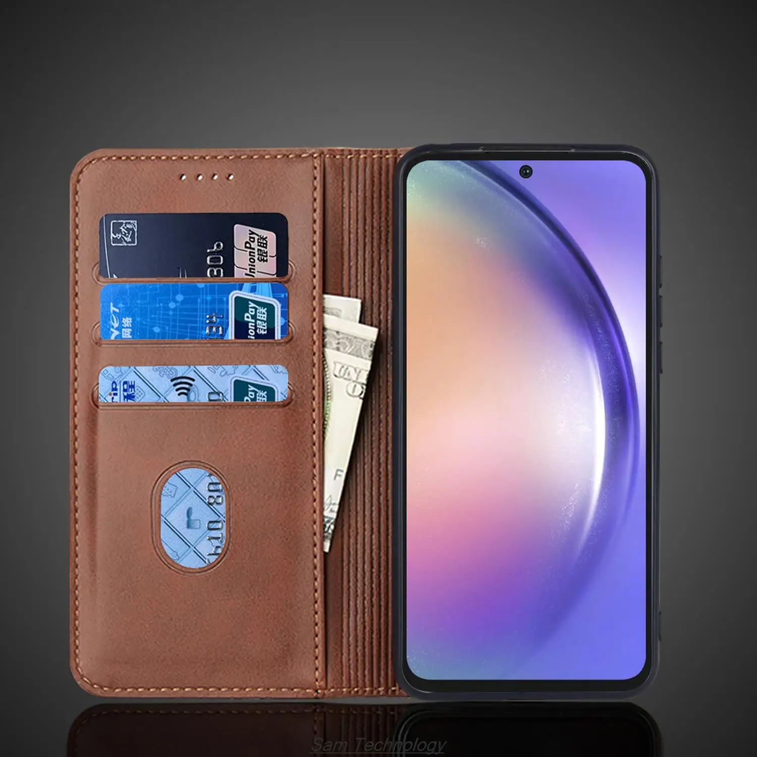 Кожаный чехол с магнитным притяжением для Samsung Galaxy A54 5G, кобура, откидная крышка, кошелек, сумки для телефонов, чехлы Изображение 4
