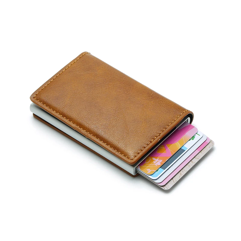 Держатель для кредитных карт для мужчин, кожаные Держатели банковских карт RFID, кошелек, мини-зажимы для денег, Роскошный женский маленький кошелек в деловом стиле Изображение 0