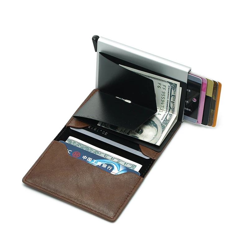 Держатель для кредитных карт для мужчин, кожаные Держатели банковских карт RFID, кошелек, мини-зажимы для денег, Роскошный женский маленький кошелек в деловом стиле Изображение 2