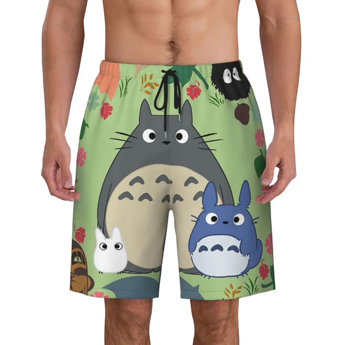 Изготовленные на заказ Плавки My Neighbor Totoros Мужские Быстросохнущие Пляжные шорты Creatures Spirits Купальники Костюмы Пляжные шорты Изображение 0