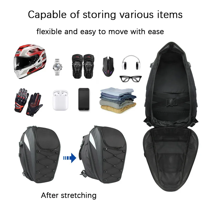 Водонепроницаемая мотоциклетная сумка для переноски, многофункциональная прочная сумка для заднего сиденья, 45Л, шлем для мотоциклиста, рюкзак большой емкости, аксессуары для велосипеда Изображение 2