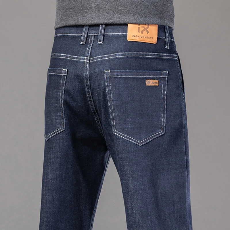 2023, Новые мешковатые джинсы, Мужские осенние классические синие черные повседневные модные брюки, Мужская брендовая одежда, хлопковые джинсовые брюки Изображение 0