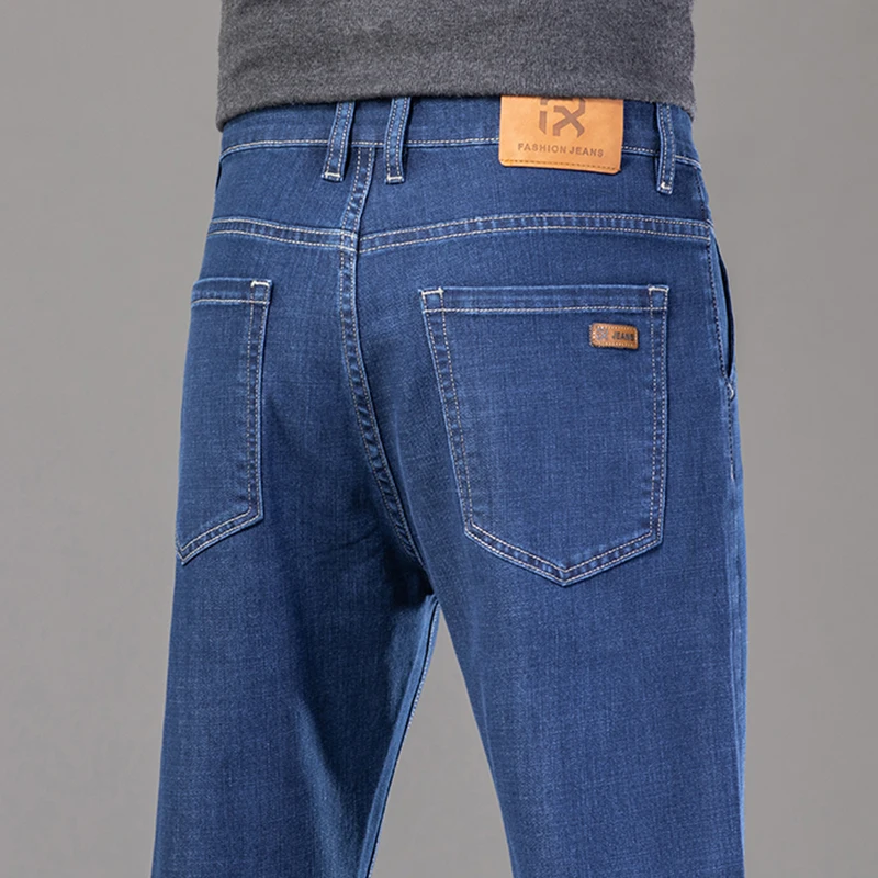 2023, Новые мешковатые джинсы, Мужские осенние классические синие черные повседневные модные брюки, Мужская брендовая одежда, хлопковые джинсовые брюки Изображение 2