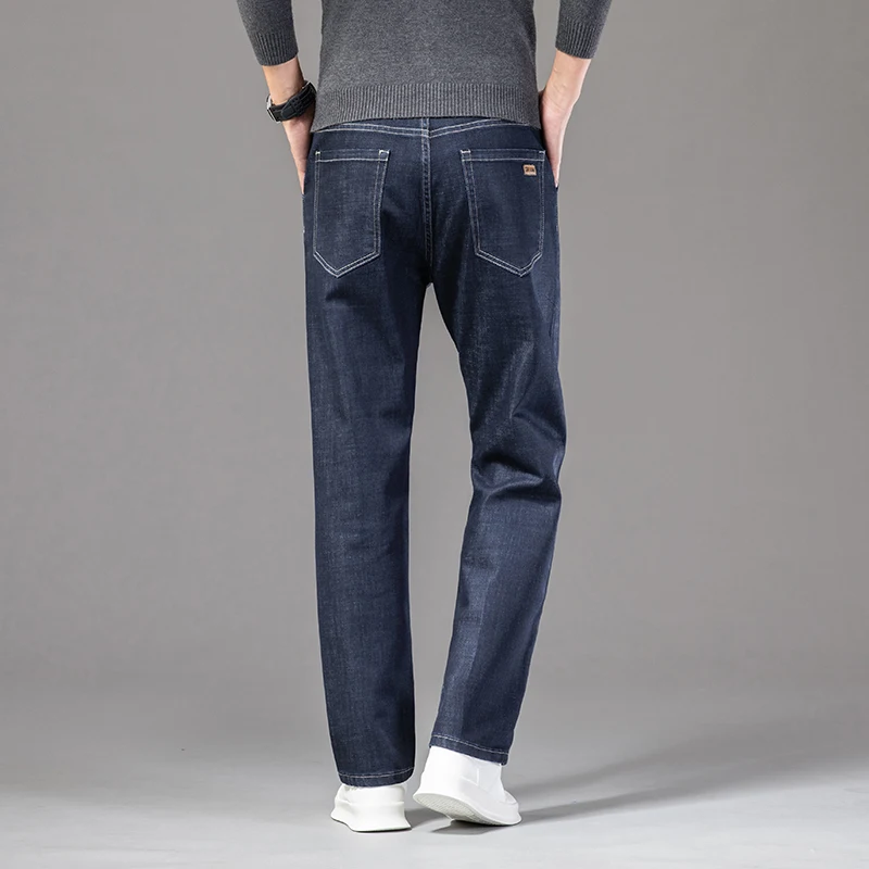 2023, Новые мешковатые джинсы, Мужские осенние классические синие черные повседневные модные брюки, Мужская брендовая одежда, хлопковые джинсовые брюки Изображение 4
