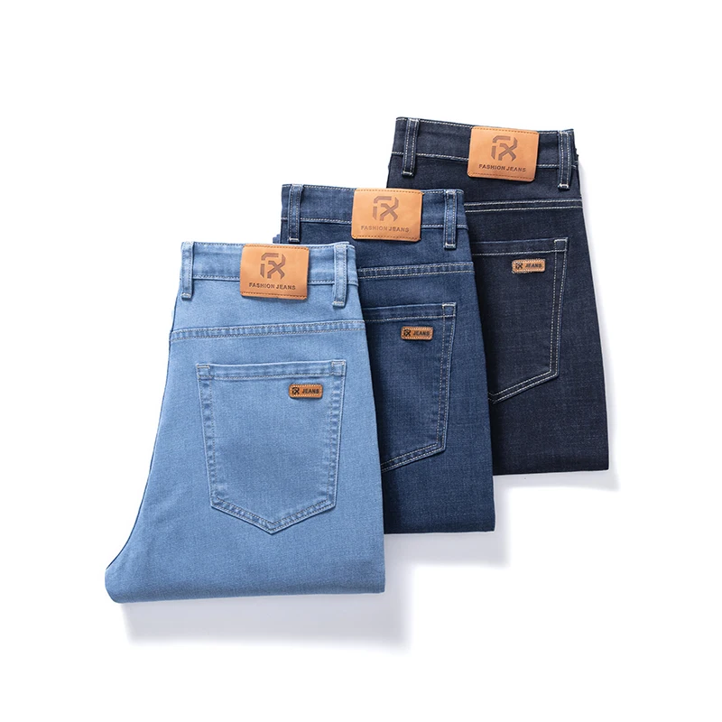 2023, Новые мешковатые джинсы, Мужские осенние классические синие черные повседневные модные брюки, Мужская брендовая одежда, хлопковые джинсовые брюки Изображение 5
