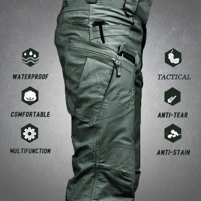 Военные Тактические брюки-карго Мужские Ветрозащитные Водонепроницаемые Камуфляжные брюки SWAT Combat Повседневные Джоггеры для бега трусцой с несколькими карманами Мужские Изображение 0