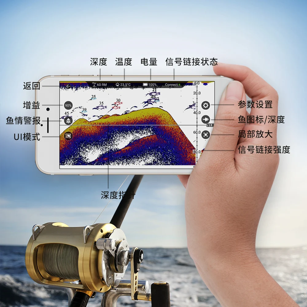 Joylog marine Smart Sonar detector Беспроводной портативный эхолот Изображение 4