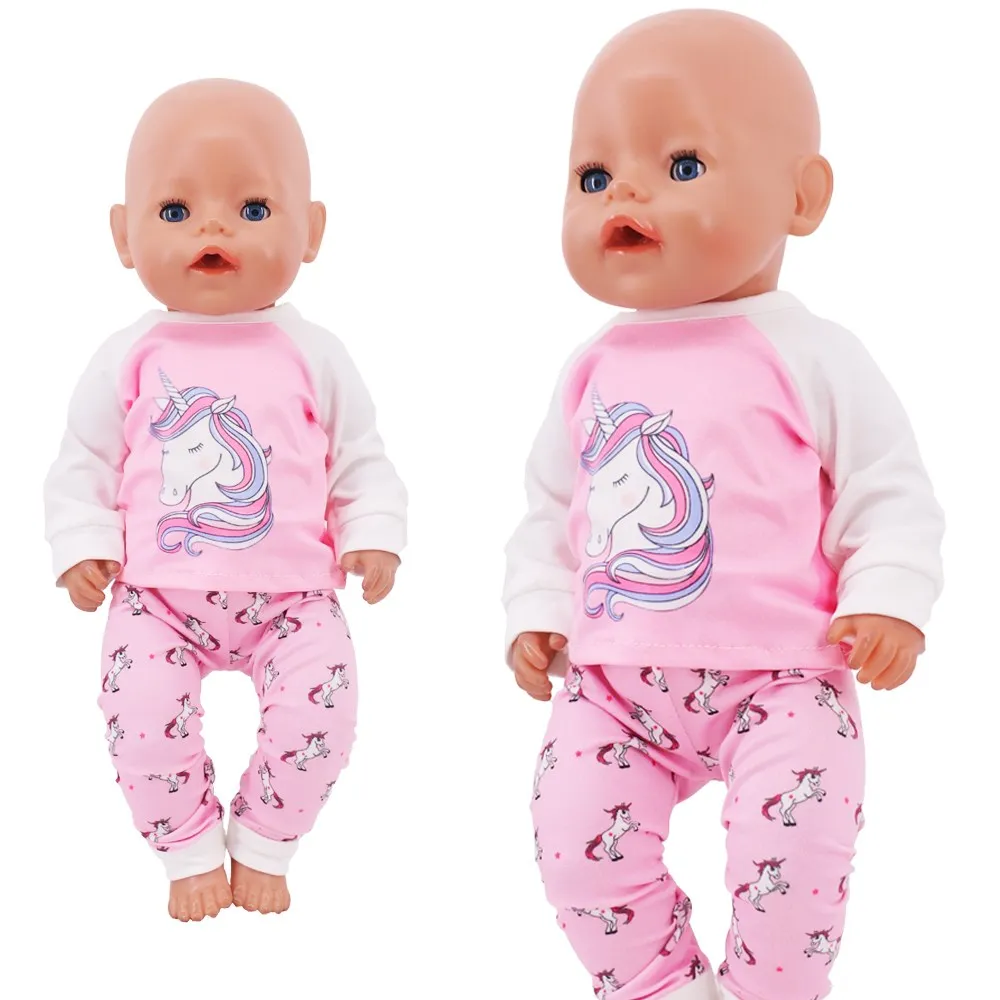 Пижама с длинными рукавами из 2 предметов, одежда для куклы-милого Кролика для 18-дюймовой девочки, подарок для куклы-Реборна 43 см, одежда для куклы-младенца, Аксессуары для Изображение 1