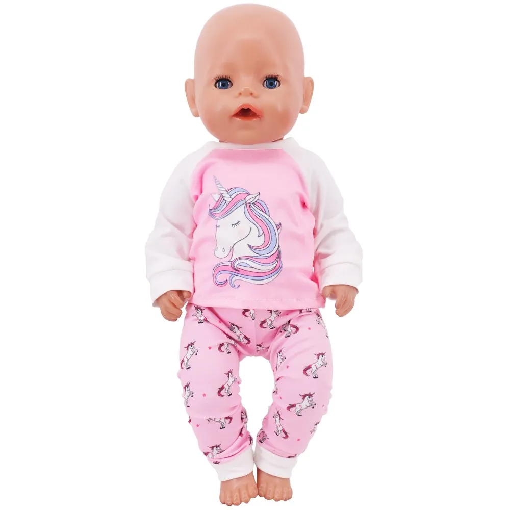 Пижама с длинными рукавами из 2 предметов, одежда для куклы-милого Кролика для 18-дюймовой девочки, подарок для куклы-Реборна 43 см, одежда для куклы-младенца, Аксессуары для Изображение 2