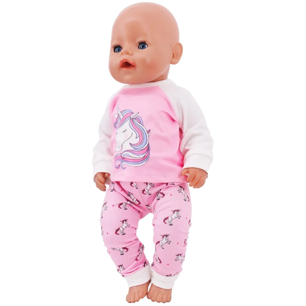Пижама с длинными рукавами из 2 предметов, одежда для куклы-милого Кролика для 18-дюймовой девочки, подарок для куклы-Реборна 43 см, одежда для куклы-младенца, Аксессуары для Изображение 3