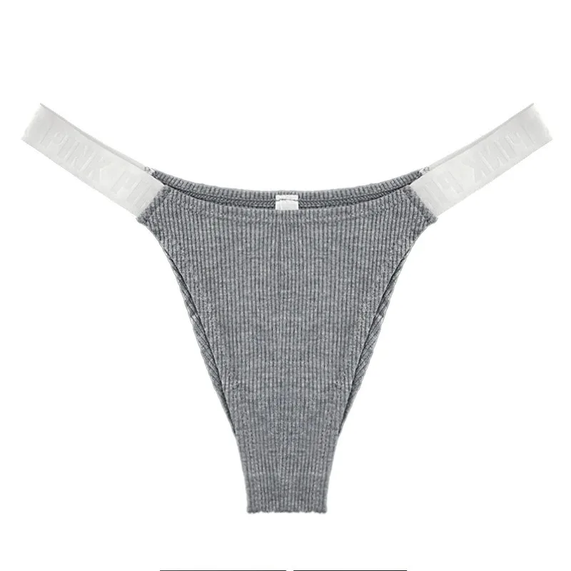 Бесследный V-образный вырез с английскими буквами, эластичный пояс, нижнее белье, женские треугольные брюки с высокой резьбой, сексуальные брюки-стринги Изображение 3