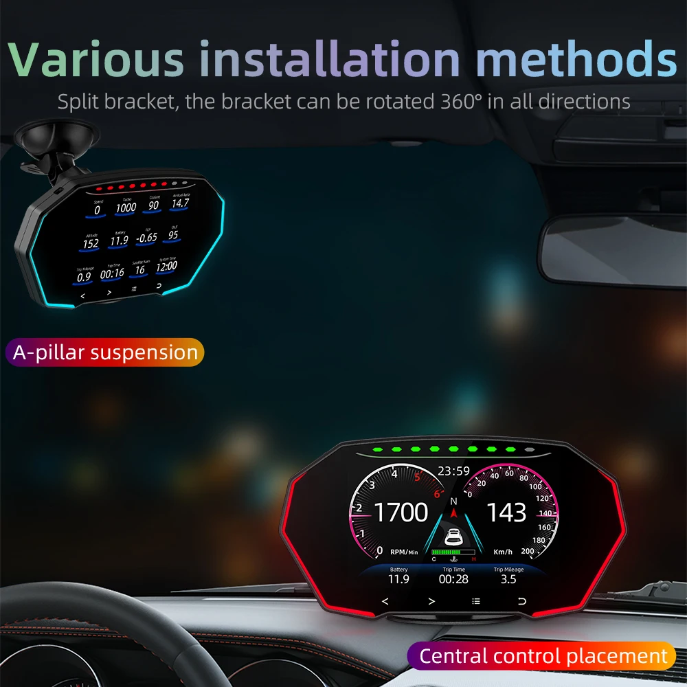 F11 HUD OBD2 Дисплей Автомобильный Датчик GPS Спидометр об/мин Измеритель Температуры Топлива Воды/Масла для Toyota Corolla/Yaris Бензин 2008-2023 Изображение 4