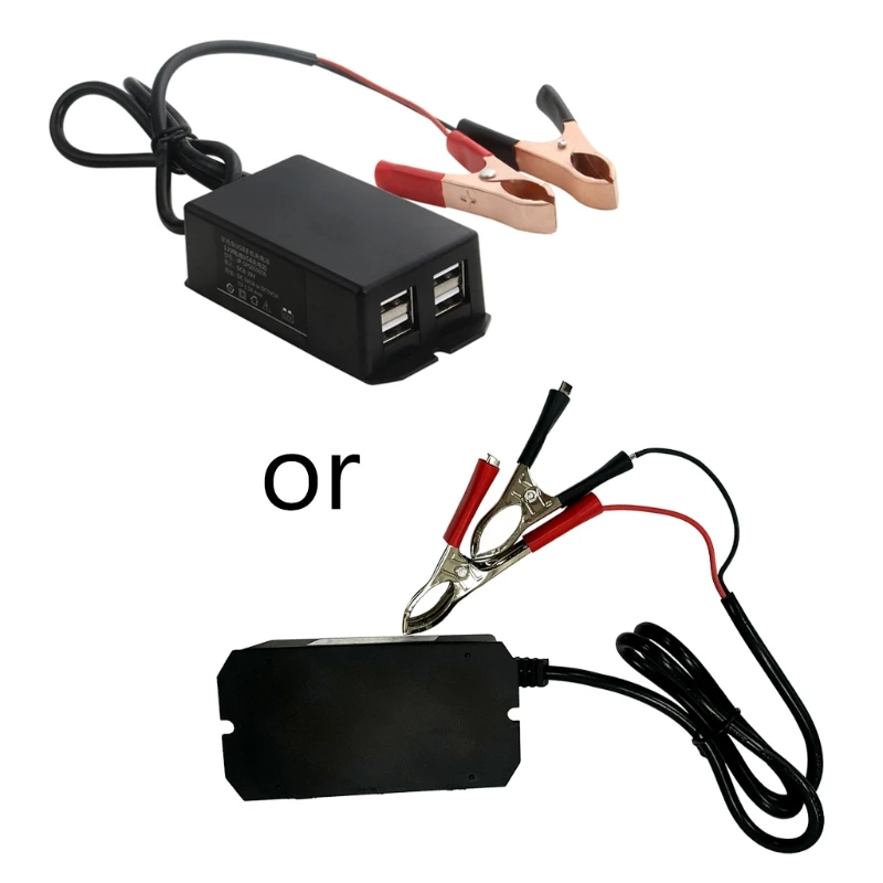 для адаптера питания постоянного тока с зажимом для аккумулятора Автомобильное USB-зарядное устройство 12V для мобильного телефона, 4 порта, автоматически определяющие шунтирующий заряд 40GF Изображение 0