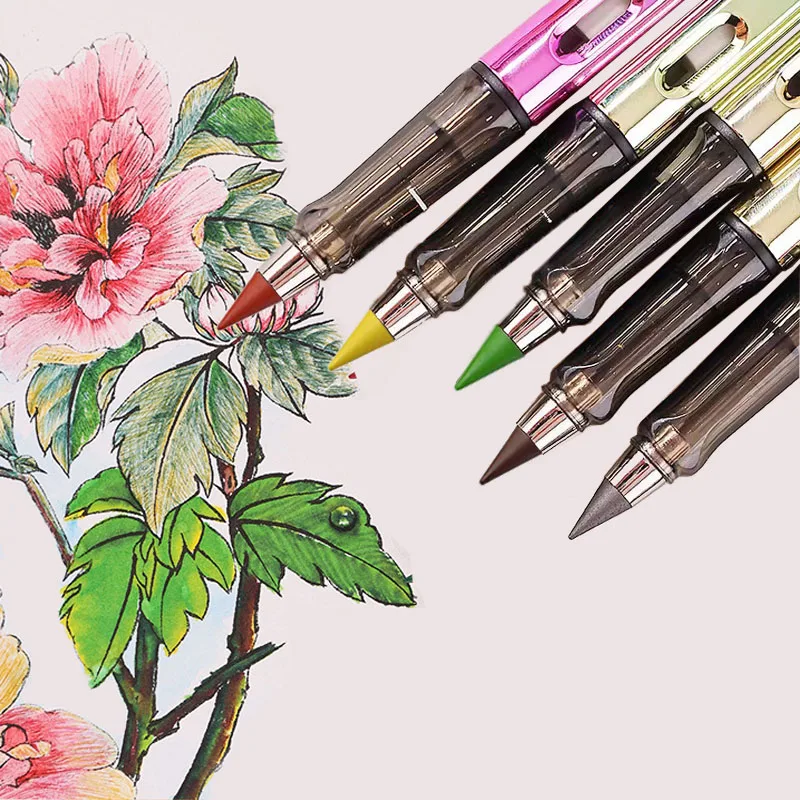 Новый Вечный Карандаш + 12 цветных карандашей для рисования Технология бесконечного письма, Стираемый Маркер без чернил, Школьные канцелярские принадлежности Kawaii Изображение 2