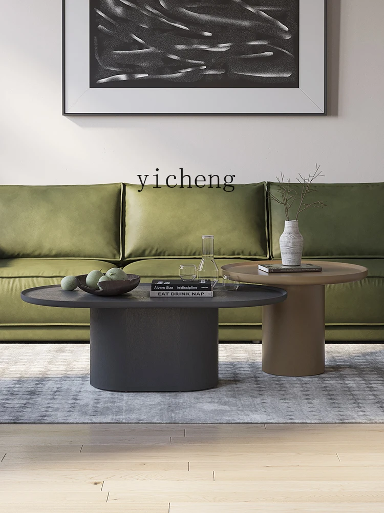 XL Сочетание большого и малого чайных столиков в итальянском стиле, утонченный Овальный деревянный чайный столик с закругленными углами Изображение 1
