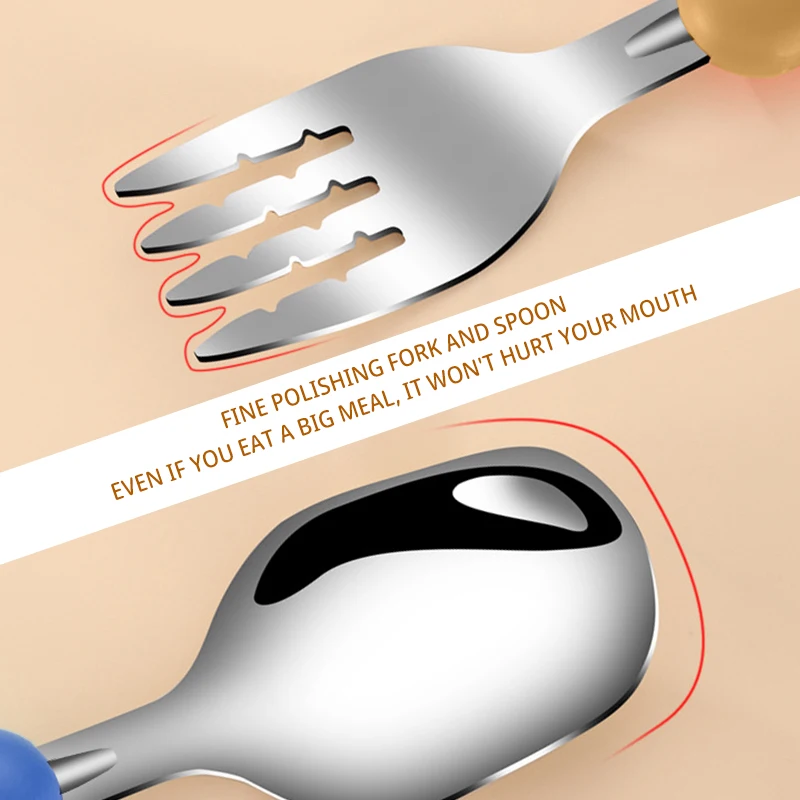Детская посуда, 304 ножа и вилки из пищевой нержавеющей стали, принадлежности для обучения детскому питанию Изображение 2