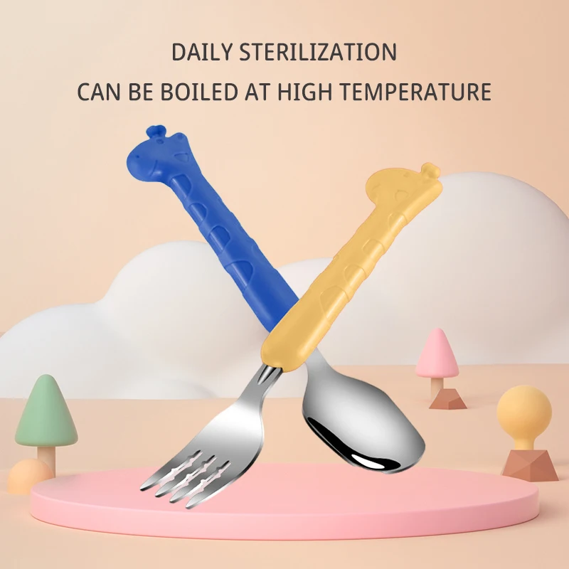 Детская посуда, 304 ножа и вилки из пищевой нержавеющей стали, принадлежности для обучения детскому питанию Изображение 4