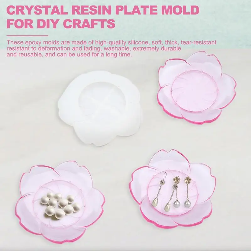 Лепестковая тарелка, Силиконовая форма для литья под давлением, Кристаллическая форма из эпоксидной смолы, форма для поделок, Инструменты для хранения ювелирных изделий Изображение 4