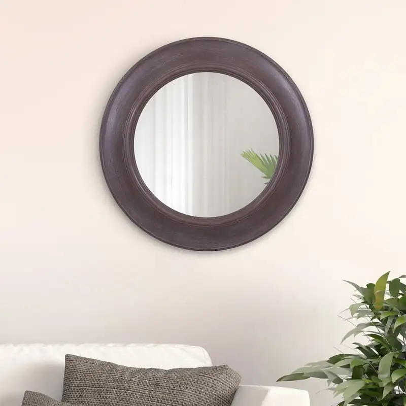Круглое зеркало из потертого темно-серого цвета 24 Изображение 0