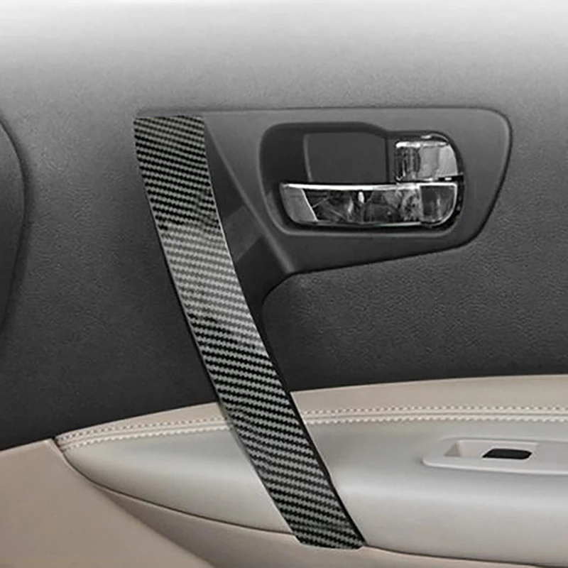 Основание дверных ручек из углеродного волокна для автомобиля, внутренняя отделка дверной ручки для Nissan Qashqai J10 2007-2015 Слева Изображение 4