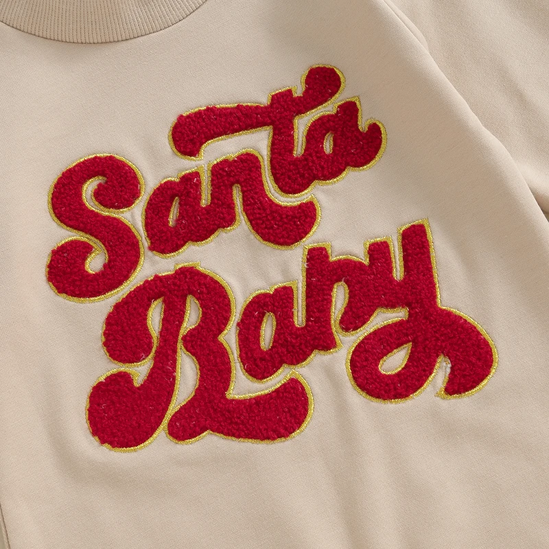 Рождественский наряд для новорожденных девочек и мальчиков, Веселый мини-комбинезон с вышивкой Санта-Клауса, Осенняя одежда Изображение 1
