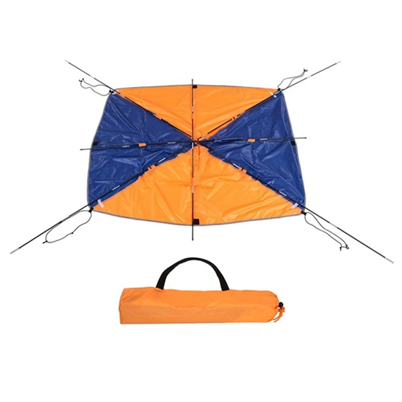 Оранжево-синяя надувная лодка-палатка, рыбацкая лодка, непромокаемый тент с ковриком с двумя отверстиями Изображение 1