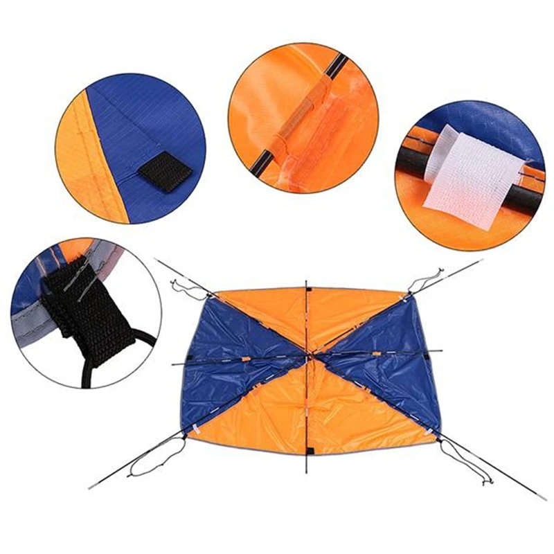 Оранжево-синяя надувная лодка-палатка, рыбацкая лодка, непромокаемый тент с ковриком с двумя отверстиями Изображение 2
