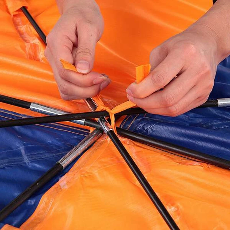 Оранжево-синяя надувная лодка-палатка, рыбацкая лодка, непромокаемый тент с ковриком с двумя отверстиями Изображение 3