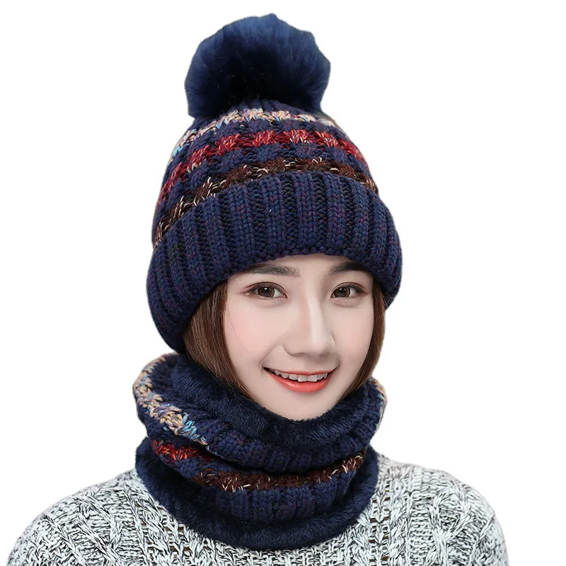 2023 Совершенно новая женская теплая зимняя шапка, шарф, балаклава, лыжная маска, шапки-бини, кепка для девочек Изображение 4