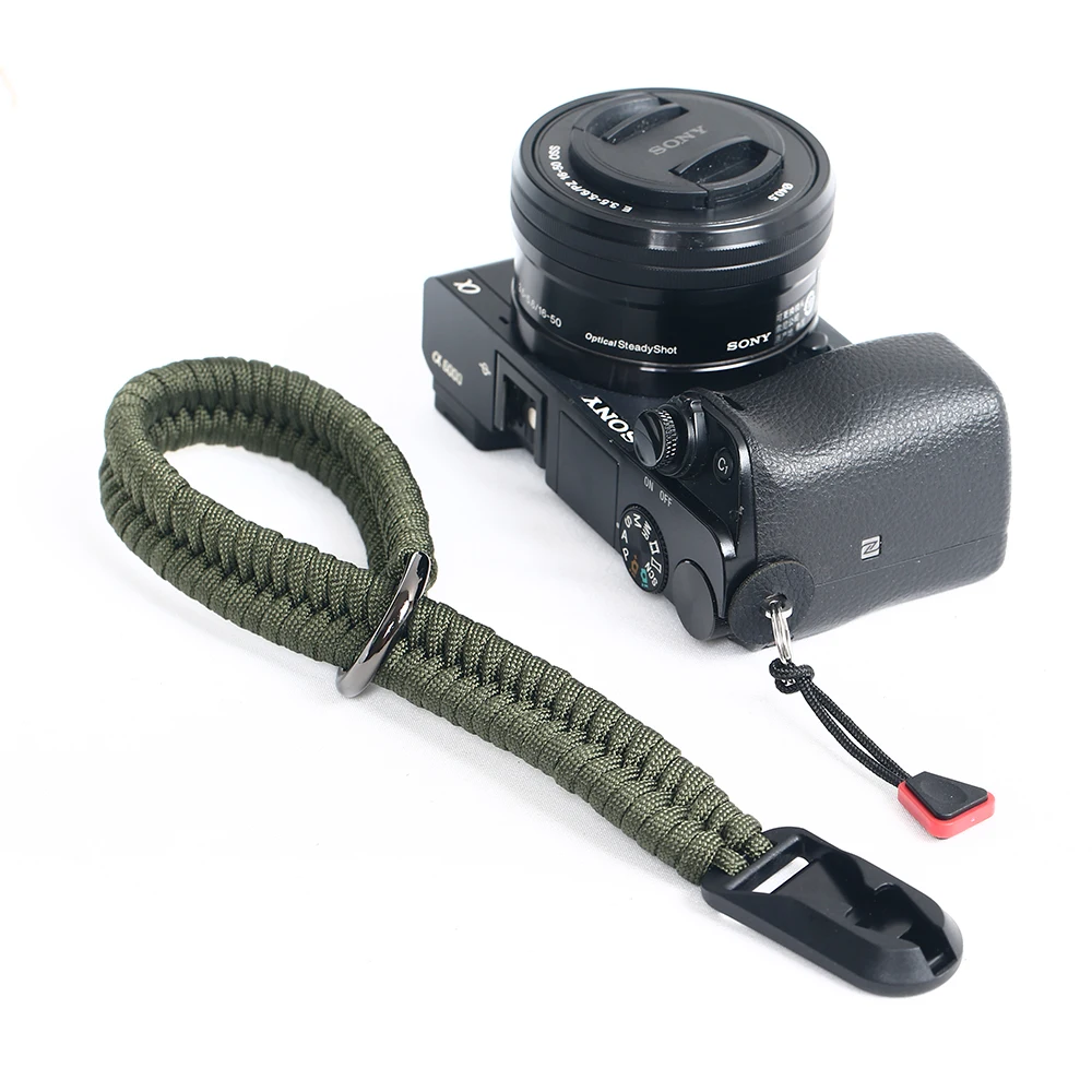 Ремешок для Камеры Canon Sony Fuji Panasonic Leica Nikon Grip Paracord Плетеный Браслет Быстроразъемная Армейская веревка Изображение 1