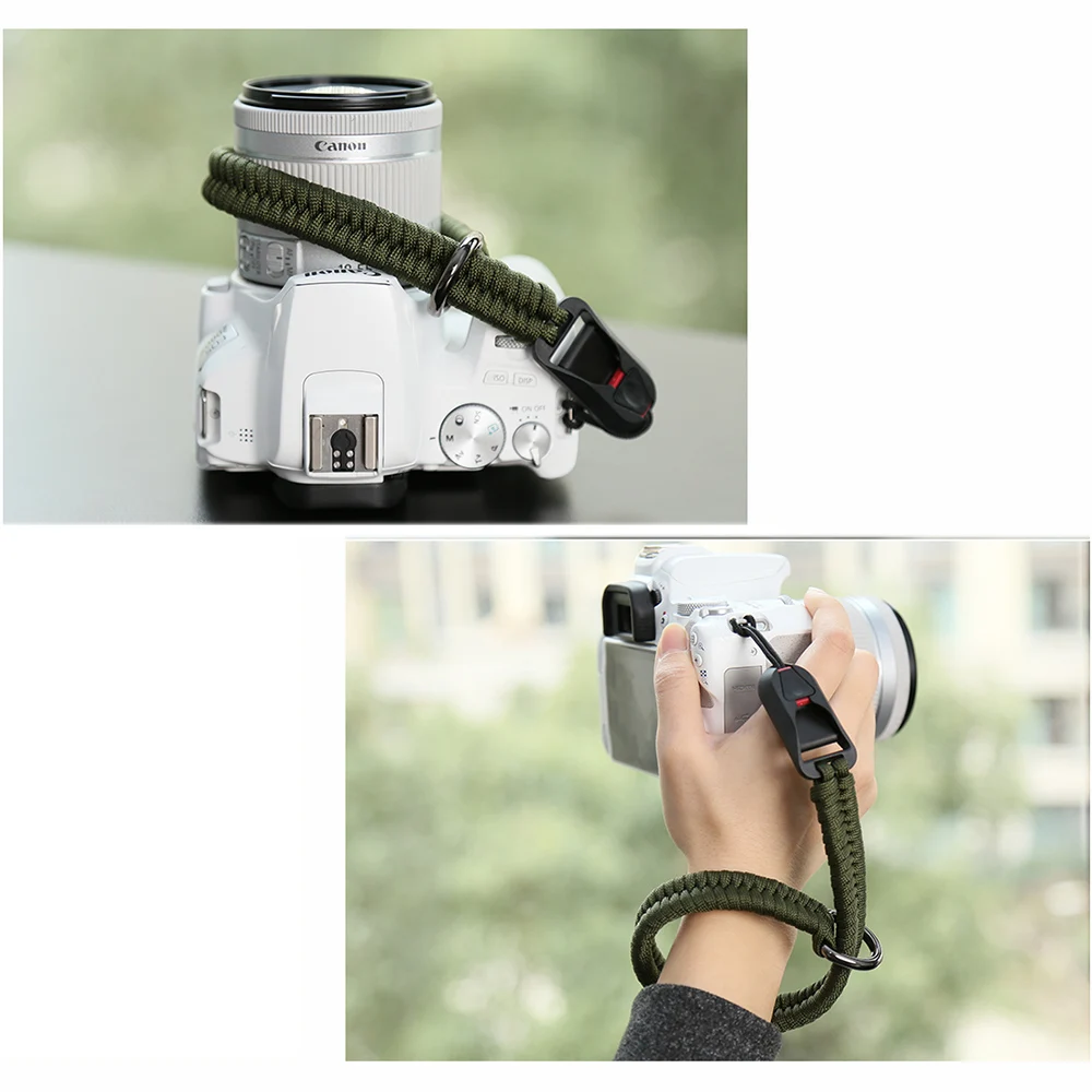 Ремешок для Камеры Canon Sony Fuji Panasonic Leica Nikon Grip Paracord Плетеный Браслет Быстроразъемная Армейская веревка Изображение 5