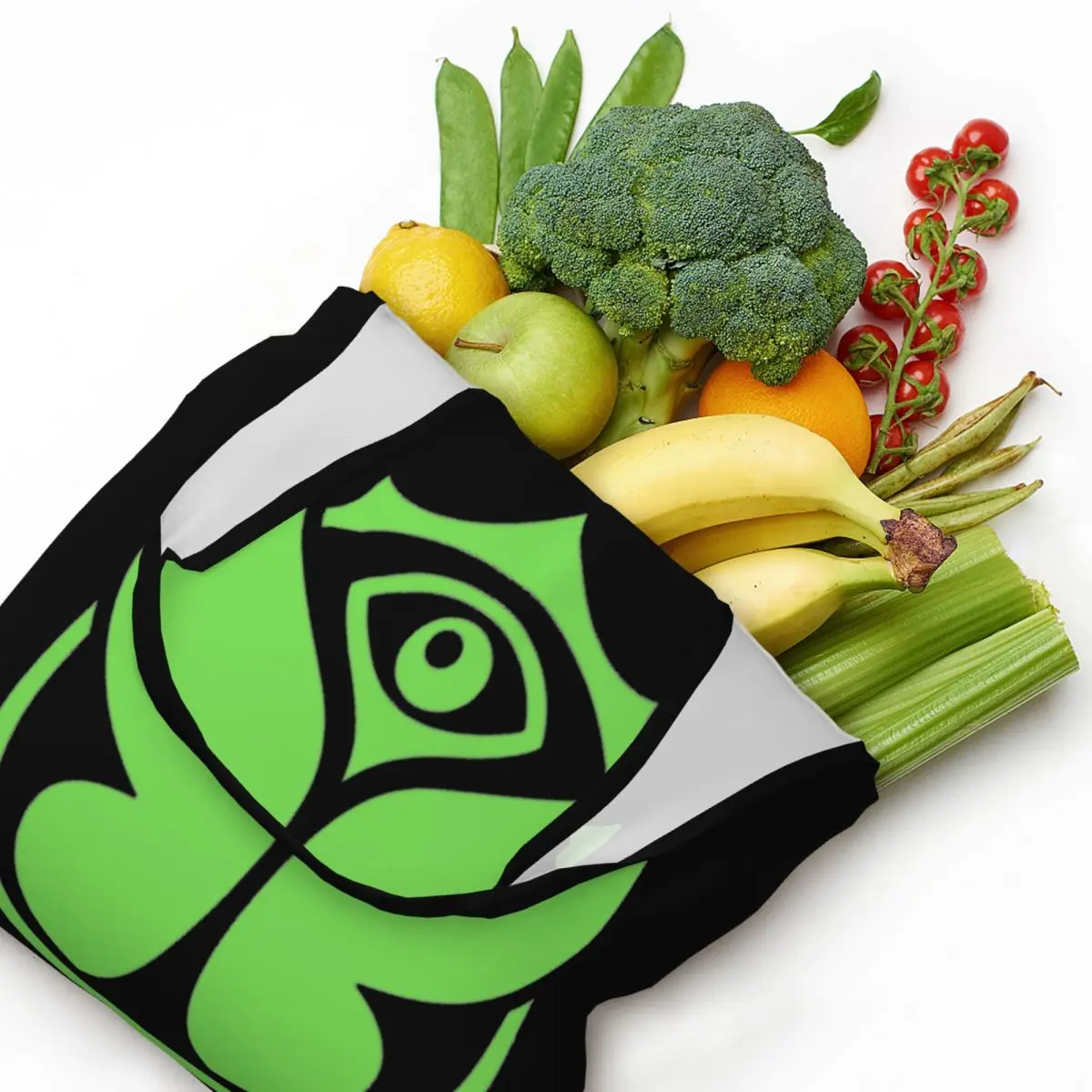 Зеленая сумка для покупок Tomorrowlands с принтом Kawaii, портативные холщовые сумки для покупок через плечо, сумки Изображение 4