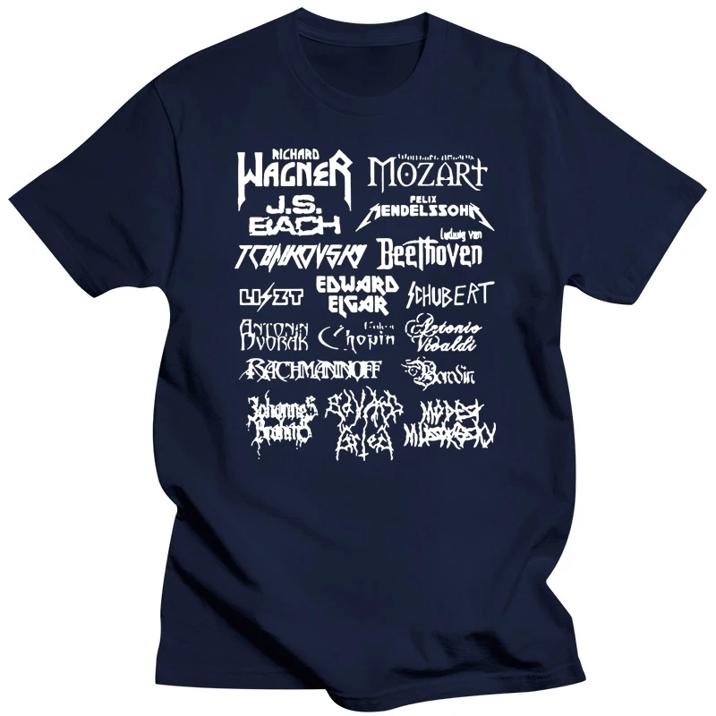 мода 2019, трендовая футболка, Хэви-Метал, Классические композиторы, мужчины, Моцарт, Бетховен, Шопен, Бах, Мендельсон, мужская футболка с коротким рукавом Изображение 1