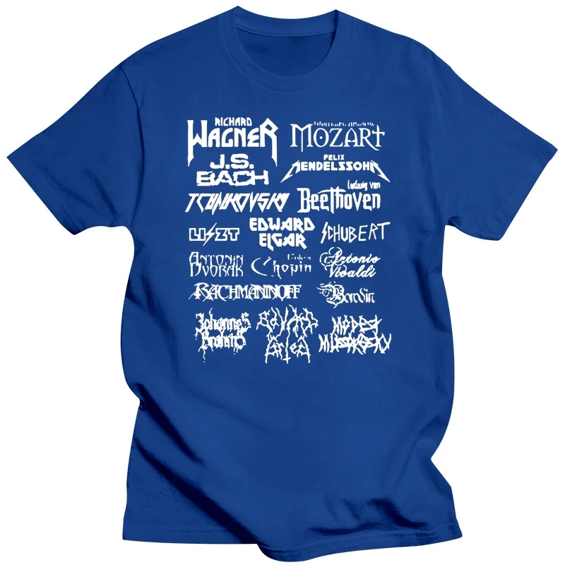 мода 2019, трендовая футболка, Хэви-Метал, Классические композиторы, мужчины, Моцарт, Бетховен, Шопен, Бах, Мендельсон, мужская футболка с коротким рукавом Изображение 5