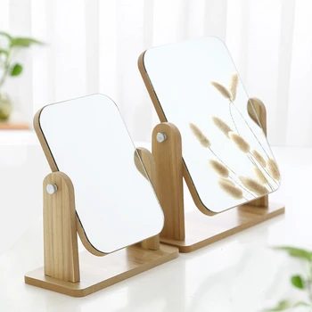 Настольное зеркало для туалетного столика с деревянной основой, HD-стол, Классическое зеркало, устойчивое к вращению на 360 градусов для туалетного столика, Столешница