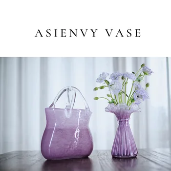 Фиолетовая юбка-волна, Стеклянная сумка ручной работы, Ваза, Украшения для домашнего рабочего стола