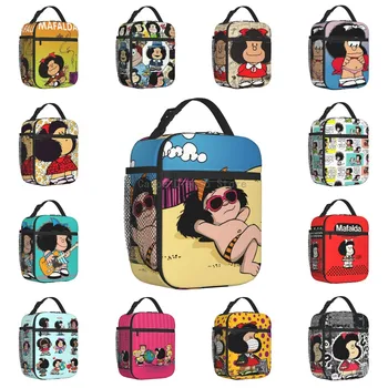 Забавная женская сумка для ланча с изоляцией Mafalda, Многоразовый кулер с героями комиксов Quino, Термос для ланча, Офис, Работа, школа